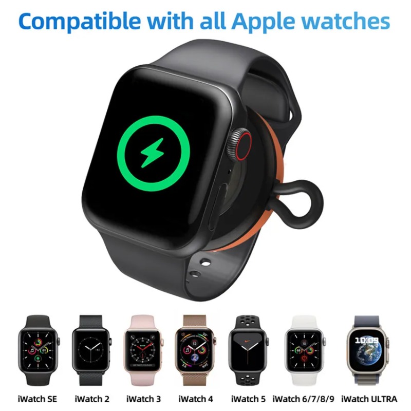 Smart Watch Accessories - ミニタイプCスマートウォッチワイヤレス充電器ポータブルキーチェーン高速充電ドック（Apple Watch全シリーズ対応）旅行用デイリーアクセサリー