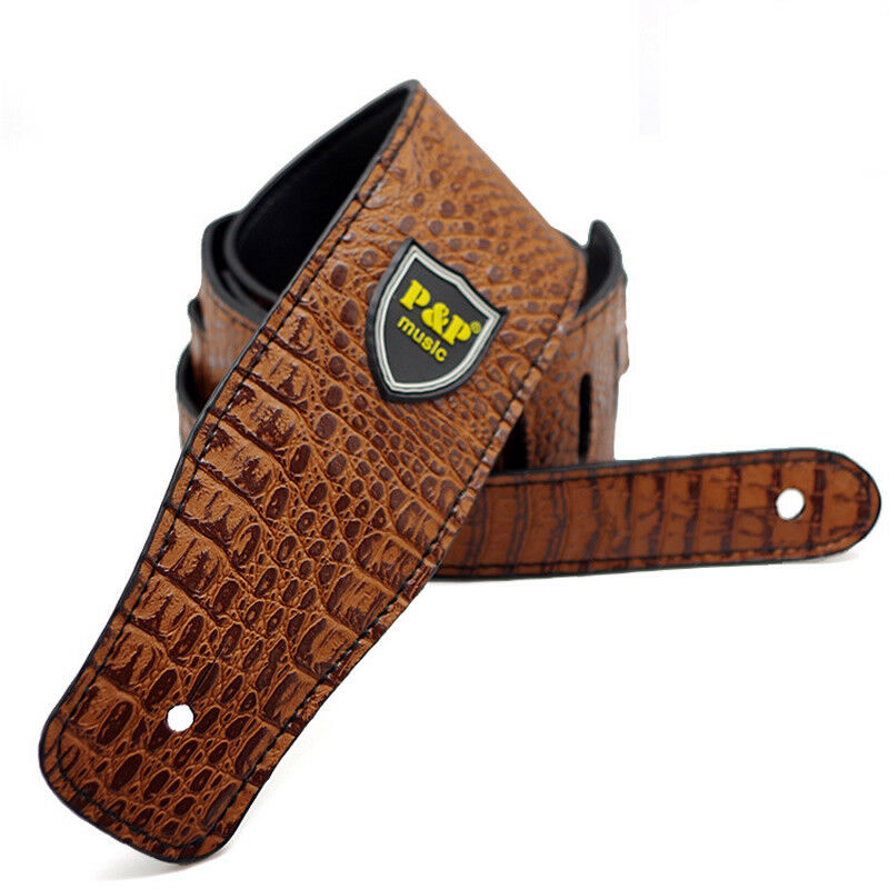 Leather Classic Strap - エレクトリックギターとアコースティックギター用のクラシックな合成皮革ストラップ,エレクトリックギター用の160〜2.5ビーガン