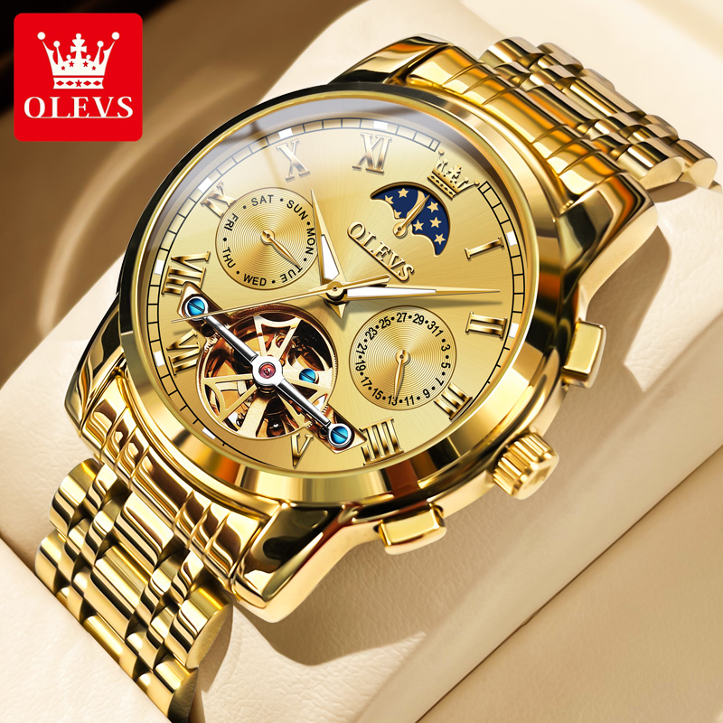 OLEVS 6617 メンズ クラシック 機械式腕時計 防水 - Leather Classic Strap のレビューと価格