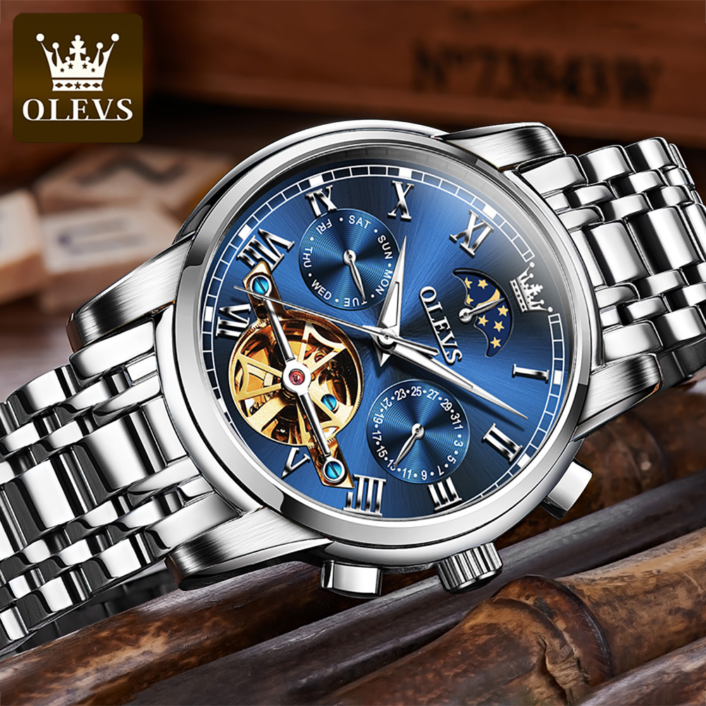 OLEVS 6617 メンズ クラシック 機械式腕時計 防水 - Leather Classic Strap のレビューと価格