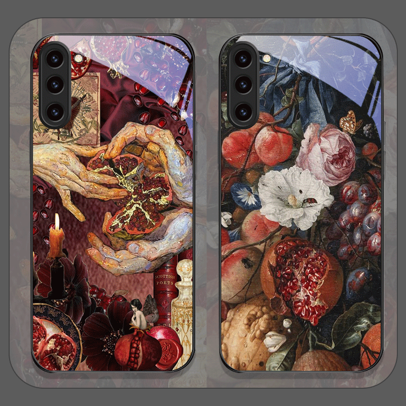 豪華なザクロの花柄強化ガラス製スマホケース Samsung  - Samsung Galaxy S25 のレビューと価格