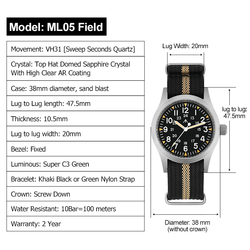 ミリタード ML05 ヴィンテージウォッチ VH31 スイー - Smartwatch Nexus のレビューと価格